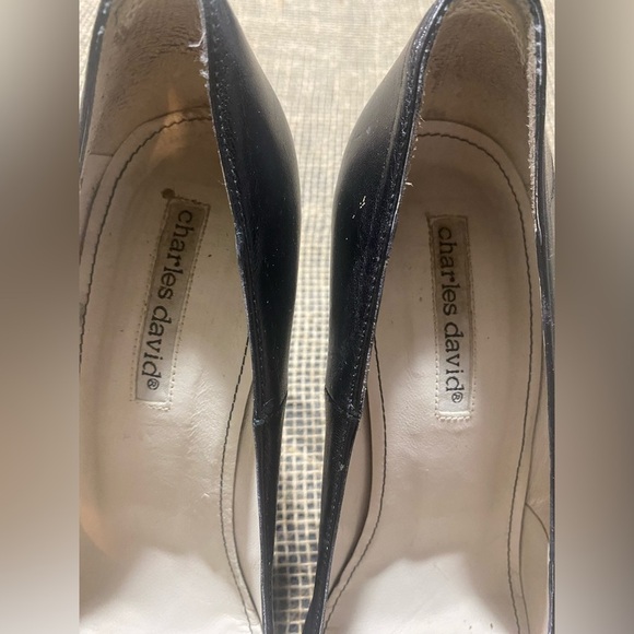 Charles David Heels Size 10B Platform Black Leather 4.5” Heel Made In Spain - Picture 4 of 9